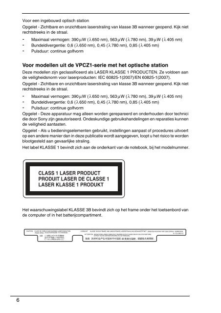 Sony VPCEC1A4E - VPCEC1A4E Documenti garanzia Olandese