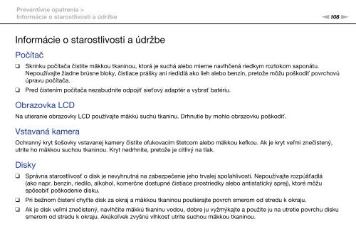 Sony VPCEC1A4E - VPCEC1A4E Istruzioni per l'uso Slovacco