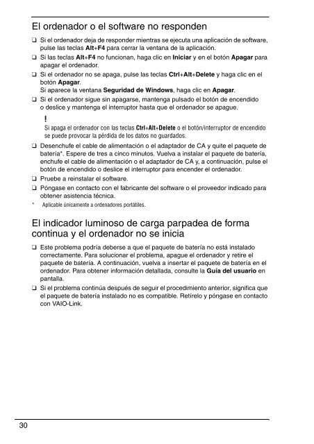 Sony VPCEC1A4E - VPCEC1A4E Guida alla risoluzione dei problemi Spagnolo