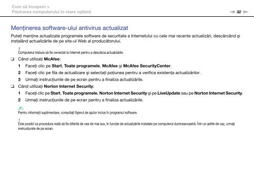 Sony VPCEC1A4E - VPCEC1A4E Istruzioni per l'uso Rumeno