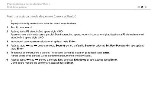 Sony VPCEC1A4E - VPCEC1A4E Istruzioni per l'uso Rumeno