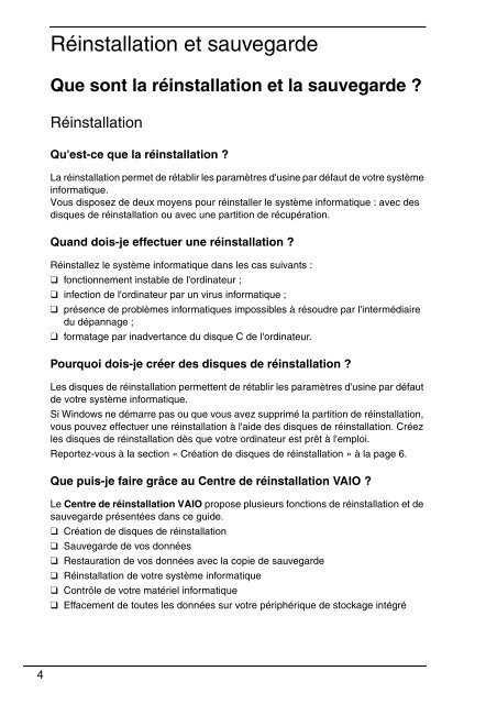 Sony VPCEC1A4E - VPCEC1A4E Guida alla risoluzione dei problemi Francese