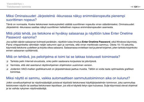 Sony VPCEC1A4E - VPCEC1A4E Istruzioni per l'uso Finlandese