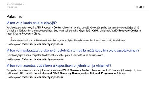 Sony VPCEC1A4E - VPCEC1A4E Istruzioni per l'uso Finlandese