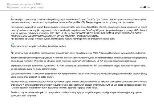 Sony VPCEC1A4E - VPCEC1A4E Istruzioni per l'uso Polacco