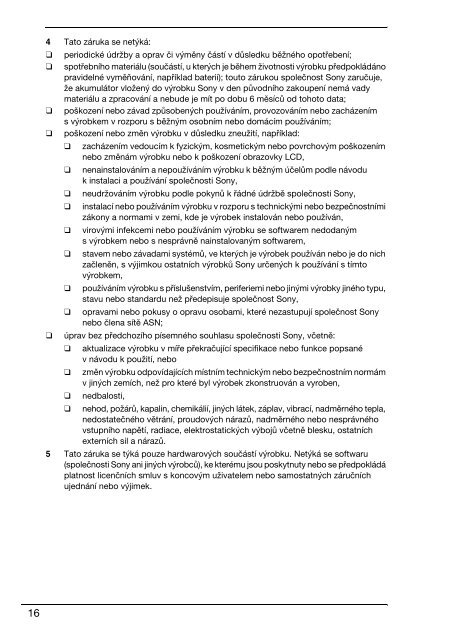 Sony VPCEC1A4E - VPCEC1A4E Documenti garanzia Slovacco