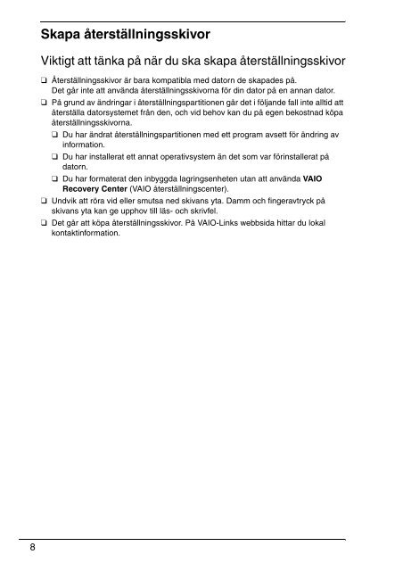 Sony VPCEC1A4E - VPCEC1A4E Guida alla risoluzione dei problemi Svedese