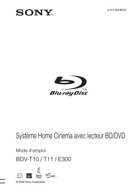 Sony BDV-E300 - BDV-E300 Istruzioni per l'uso Francese