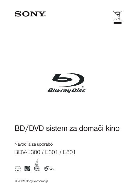 Sony BDV-E300 - BDV-E300 Istruzioni per l'uso Sloveno