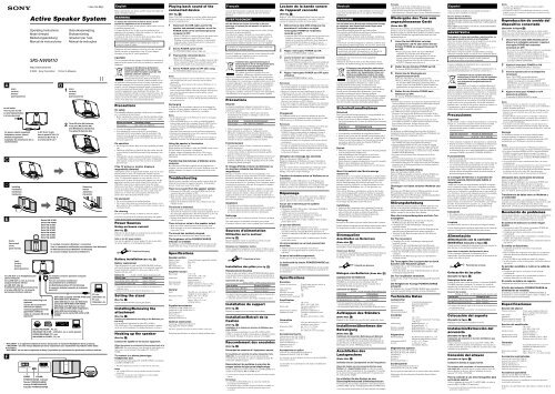 Sony SRS-NWM10 - SRS-NWM10 Consignes d&rsquo;utilisation Espagnol