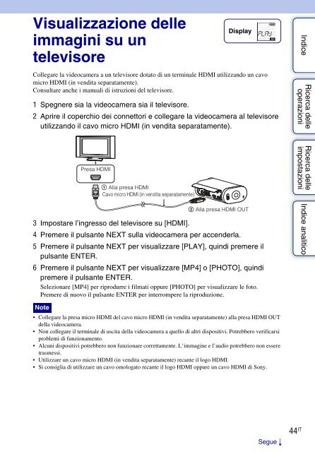 Sony HDR-AS30VR - HDR-AS30VR Guide pratique Italien