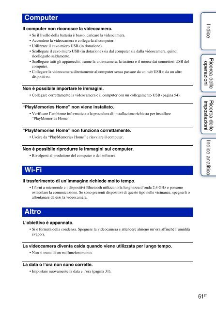 Sony HDR-AS30VR - HDR-AS30VR Guide pratique Italien