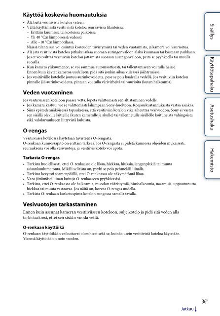 Sony HDR-AS30VR - HDR-AS30VR Guide pratique Finlandais