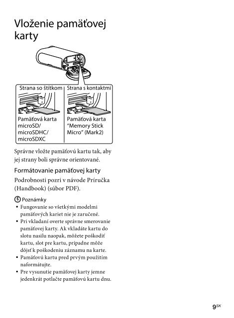 Sony HDR-AS30VR - HDR-AS30VR Consignes d&rsquo;utilisation Slovaque