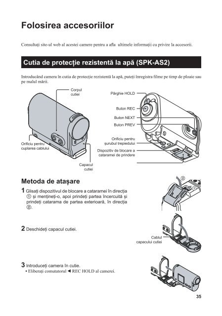 Sony HDR-AS30VR - HDR-AS30VR Guide pratique Roumain