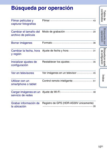 Sony HDR-AS30VR - HDR-AS30VR Guide pratique Espagnol