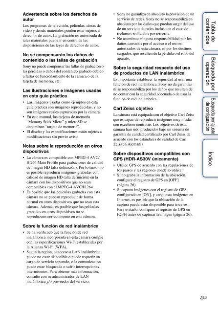 Sony HDR-AS30VR - HDR-AS30VR Guide pratique Espagnol