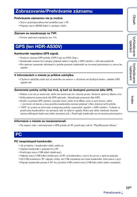 Sony HDR-AS30VR - HDR-AS30VR Guide pratique Slovaque