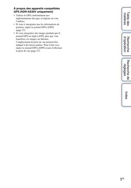 Sony HDR-AS30VR - HDR-AS30VR Guide pratique Fran&ccedil;ais