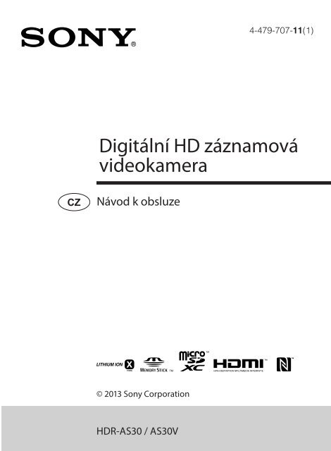 Sony HDR-AS30VR - HDR-AS30VR Consignes d&rsquo;utilisation Tch&egrave;que