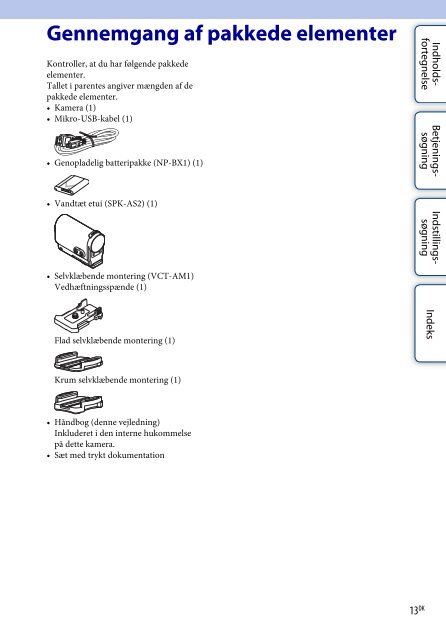 Sony HDR-AS30VR - HDR-AS30VR Guide pratique Danois