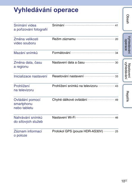 Sony HDR-AS30VR - HDR-AS30VR Guide pratique Tch&egrave;que