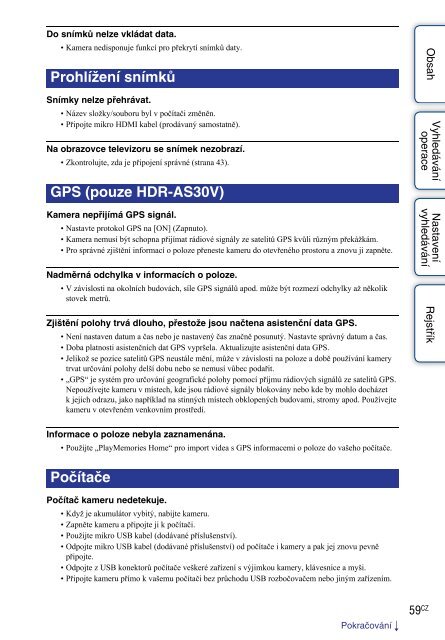 Sony HDR-AS30VR - HDR-AS30VR Guide pratique Tch&egrave;que