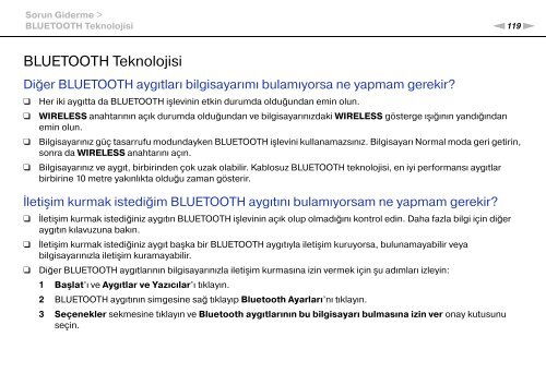 Sony VPCYB3Q1R - VPCYB3Q1R Mode d'emploi Turc