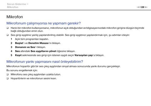 Sony VPCYB3Q1R - VPCYB3Q1R Mode d'emploi Turc