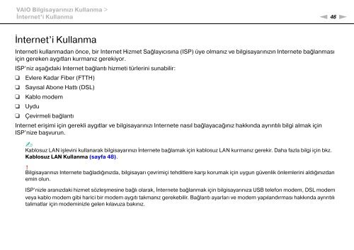 Sony VPCYB3Q1R - VPCYB3Q1R Mode d'emploi Turc