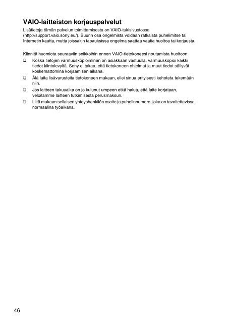 Sony VPCYB3Q1R - VPCYB3Q1R Documents de garantie Su&eacute;dois