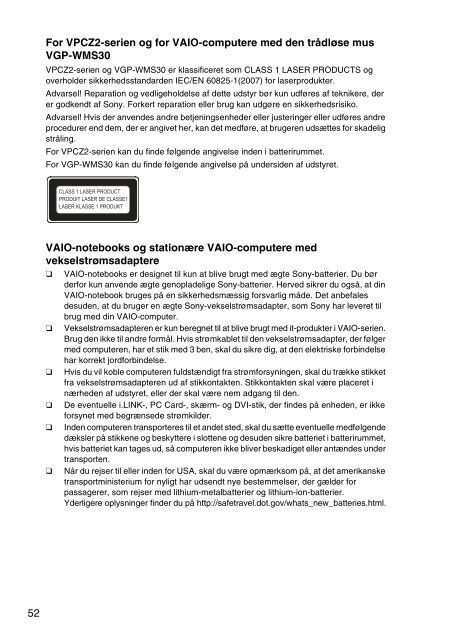 Sony VPCYB3Q1R - VPCYB3Q1R Documents de garantie Norv&eacute;gien