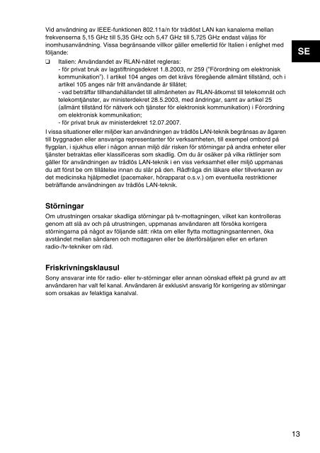 Sony VPCYB3Q1R - VPCYB3Q1R Documents de garantie Finlandais