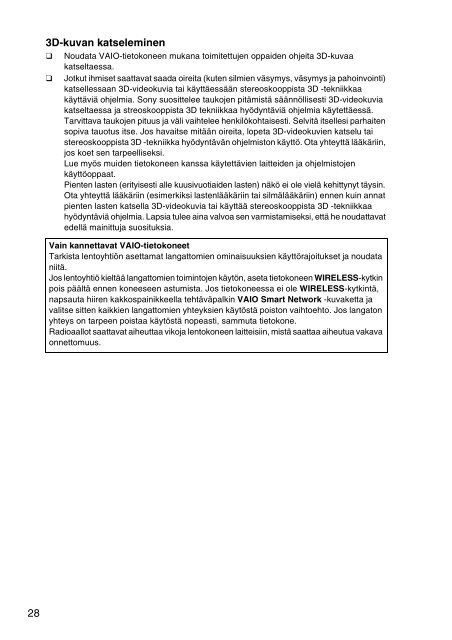 Sony VPCYB3Q1R - VPCYB3Q1R Documents de garantie Finlandais