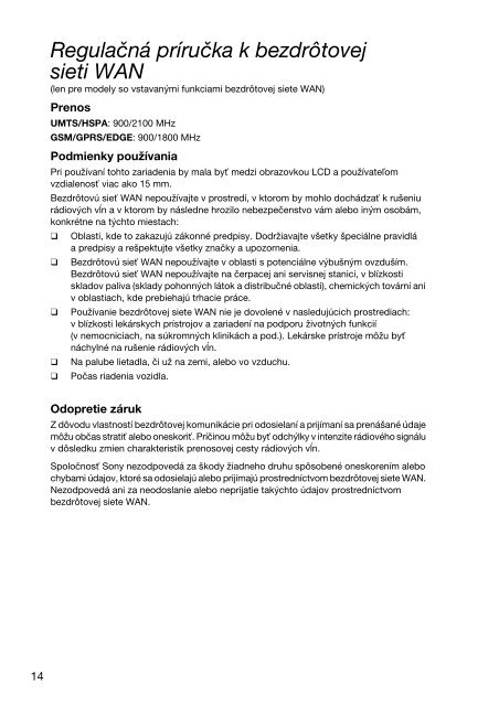 Sony VPCYB3Q1R - VPCYB3Q1R Documents de garantie Slovaque