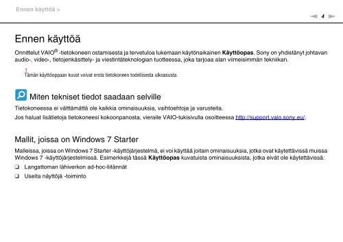 Sony VPCYB3Q1R - VPCYB3Q1R Mode d'emploi Finlandais