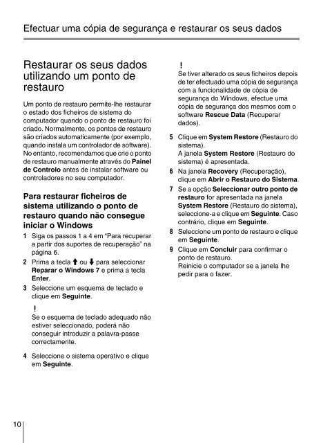 Sony VPCYB3Q1R - VPCYB3Q1R Guide de d&eacute;pannage Portugais