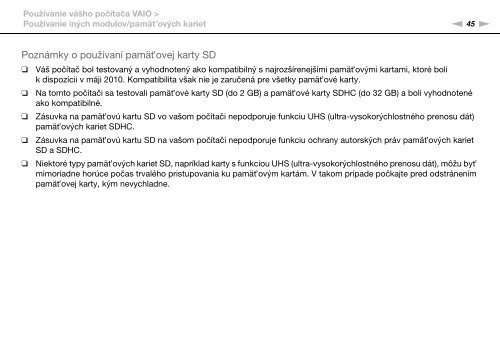 Sony VPCYB3Q1R - VPCYB3Q1R Mode d'emploi Slovaque