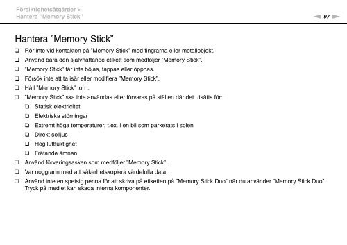 Sony VPCYB3Q1R - VPCYB3Q1R Mode d'emploi Su&eacute;dois