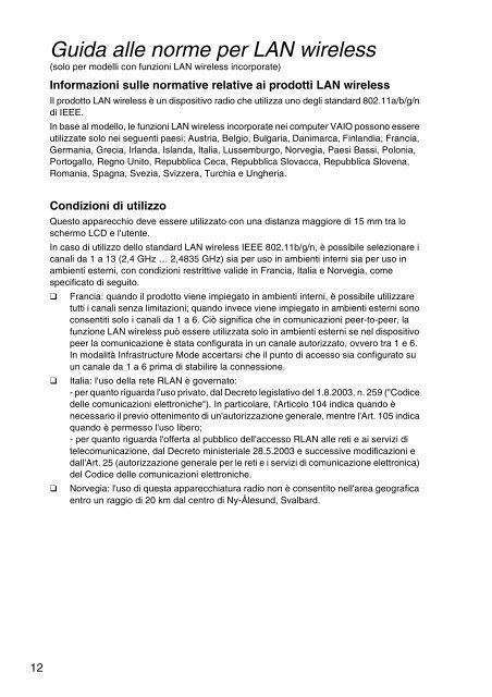 Sony VPCYB3Q1R - VPCYB3Q1R Documents de garantie Italien