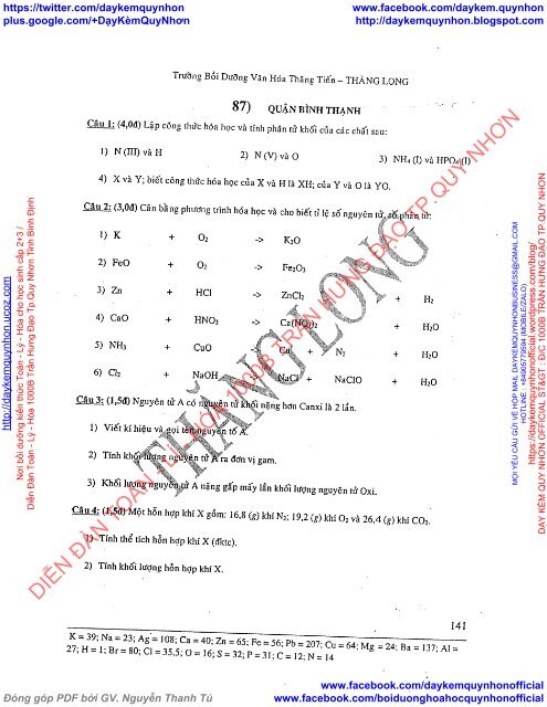 LÝ THUYẾT VÀ TUYỂN TẬP ĐỀ KIỂM TRA MÔN HÓA HỌC LỚP 8 TRƯỜNG BDVH THĂNG TIẾN - THĂNG LONG (2015-2016)