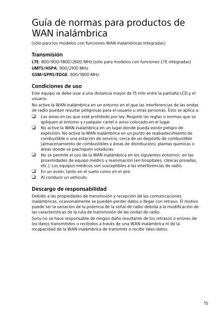 Sony SVF1521Z1E - SVF1521Z1E Documenti garanzia Spagnolo