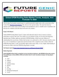 New Report Provides 2011-2018 Overview of Global EPDM Roofing Sales Market 