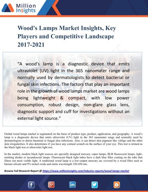 Wood's Lamps Market Insights, Key Players and Competitive Landscape 2017-2021