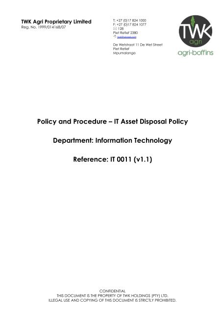 IT00011 - IT Assets Disposal Policy v1.1 - Des 2017