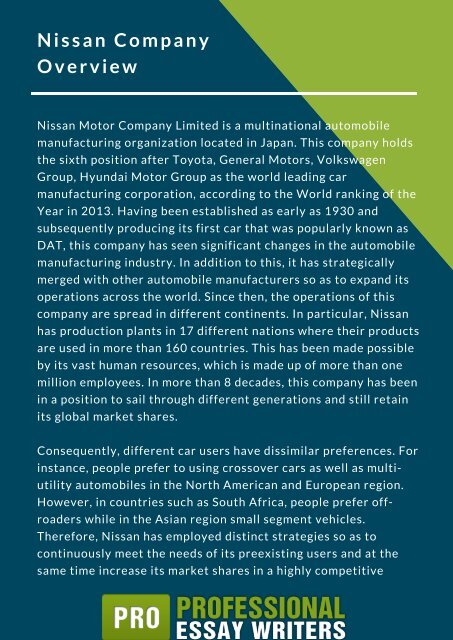 Nissan Case Study Analysis Sample