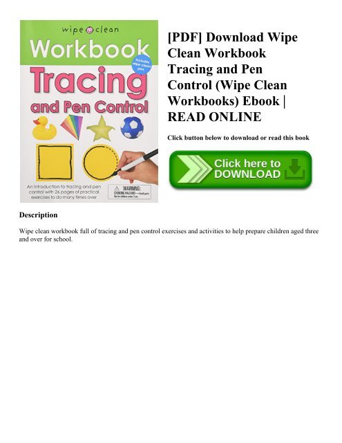[PDF] Download Wipe Clean Workbook Tracing and Pen Control (Wipe Clean Workbooks) Ebook  READ ONLINE