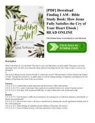 [PDF] Download Finding I AM - Bible Study Book How Jesus Fully Satisfies the Cry of Your Heart Ebook  READ ONLINE