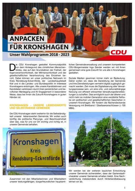 Kommunalwahlprogramm 2018 - CDU Kronshagen