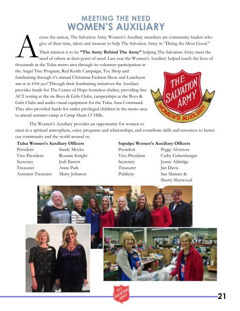 The Salvation Army 2017 Impact Report for the tulsa Metro Area Command